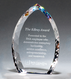 Freestanding Crystal Flame with Jeweled Edge and Prism-Effect Base